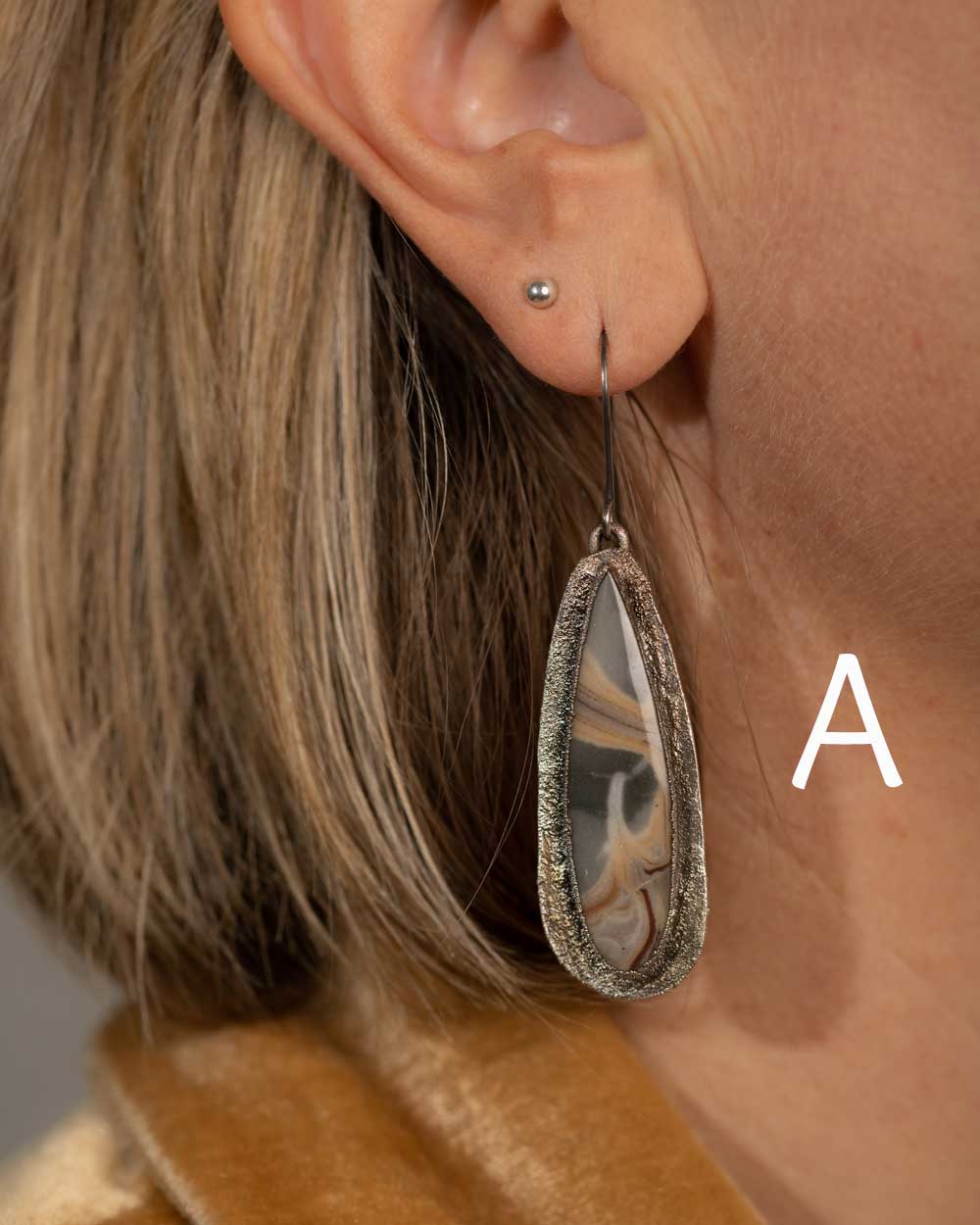 Lightweight Silver Jasper Statement Earrings