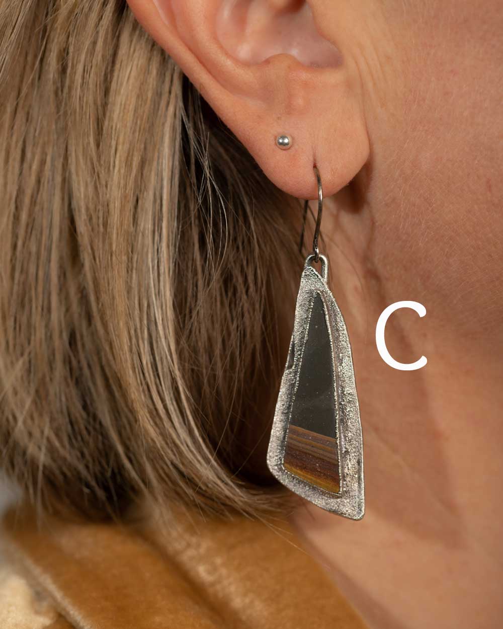Lightweight Silver Jasper Statement Earrings