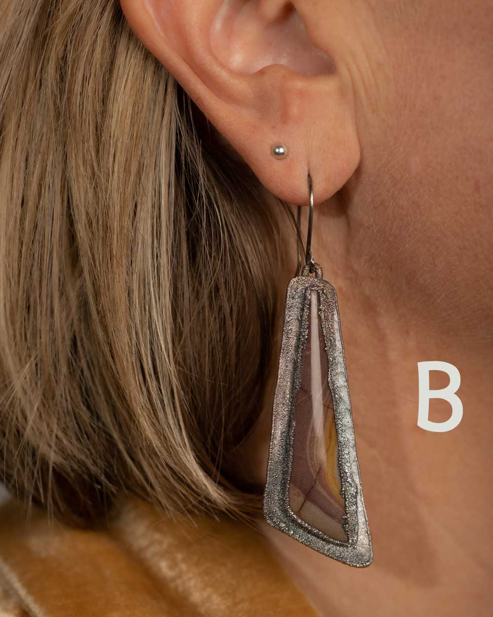 landscape jasper earrings in silver