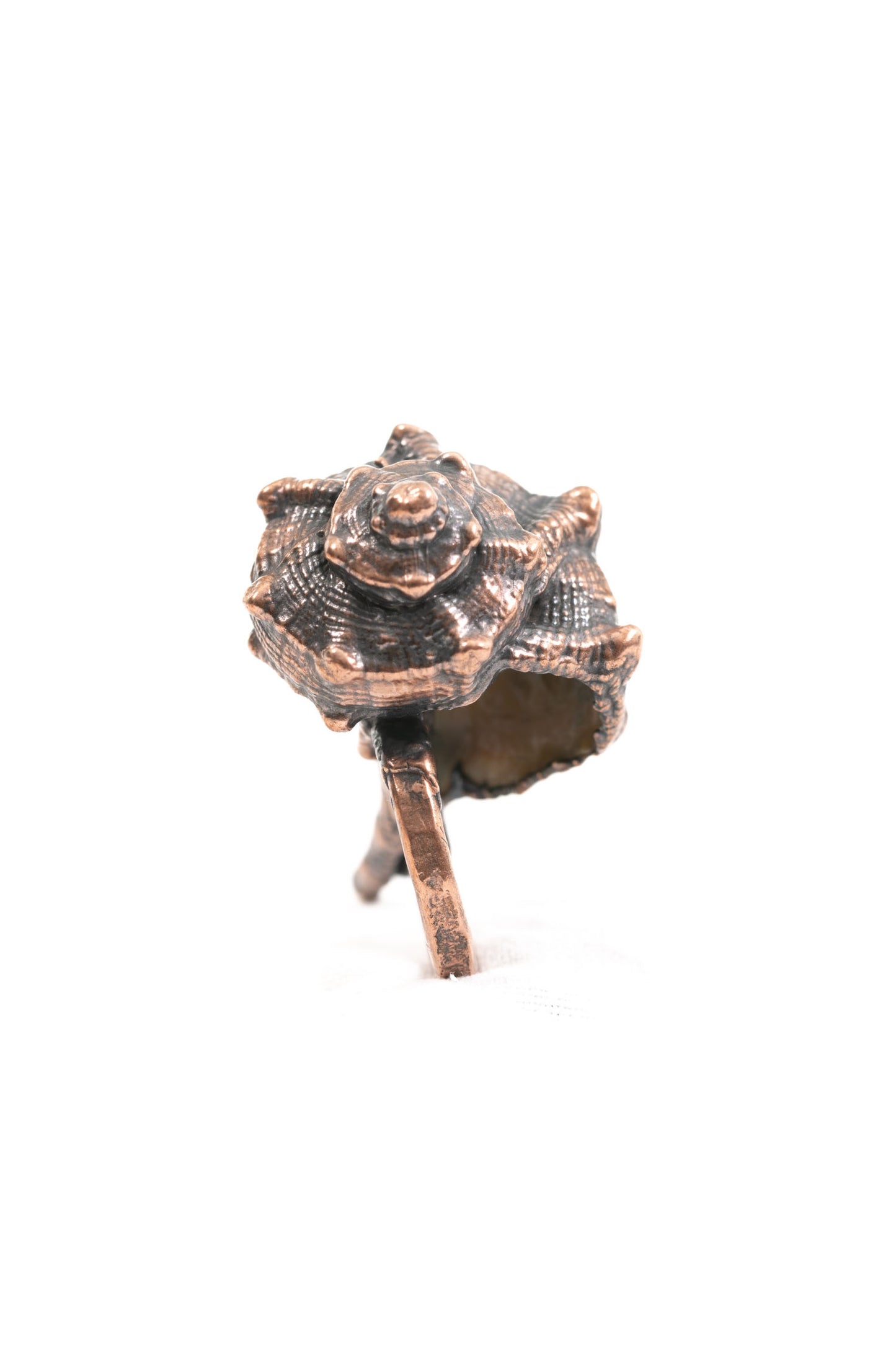 big seashell statement ring in copper