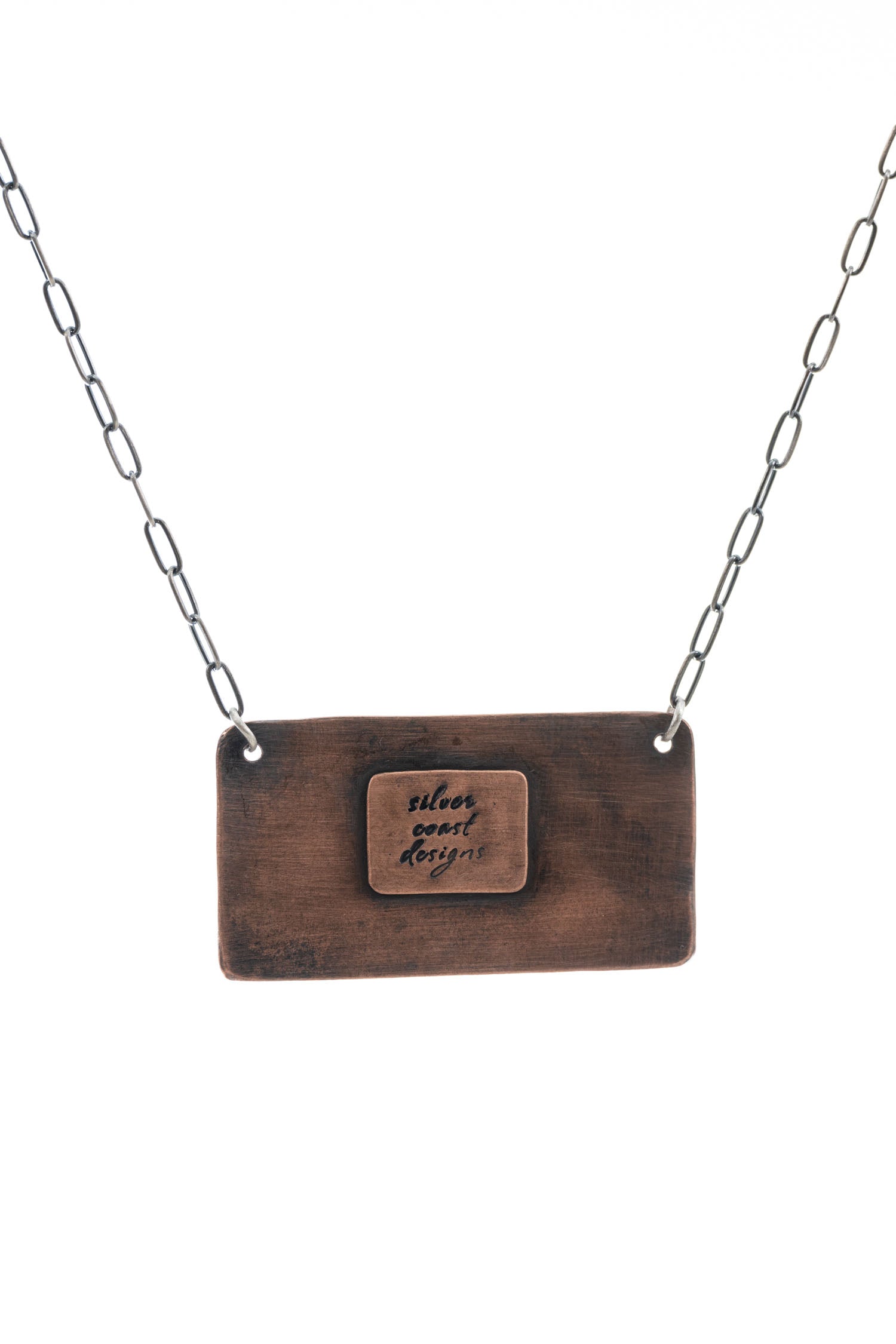 copper and silver wave necklace