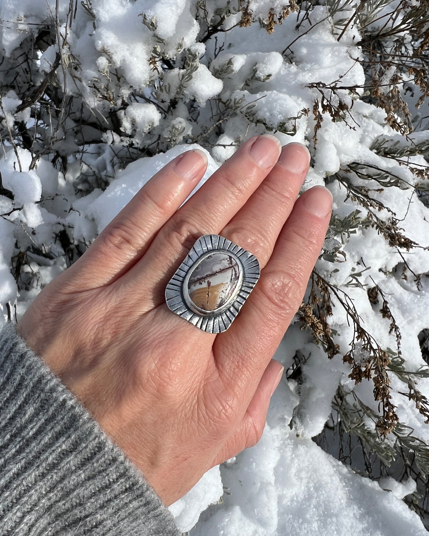 Rhyolite Ring in Silver sz 9
