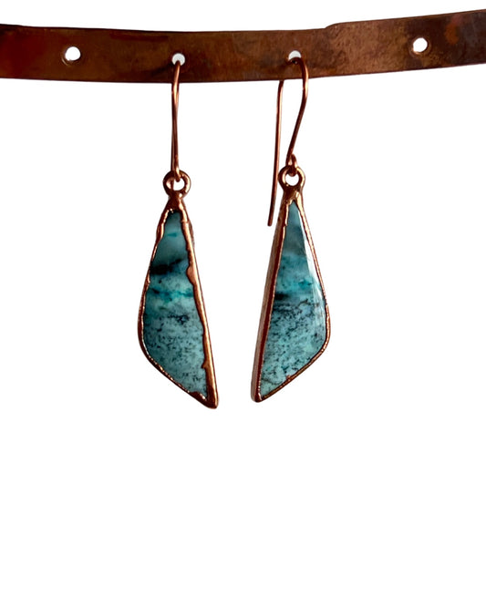 Opal Wood Earrings in Turquoise Blue