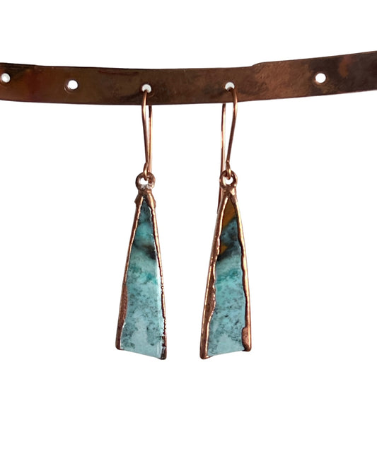 Lightweight Wood Opal Earrings in Copper