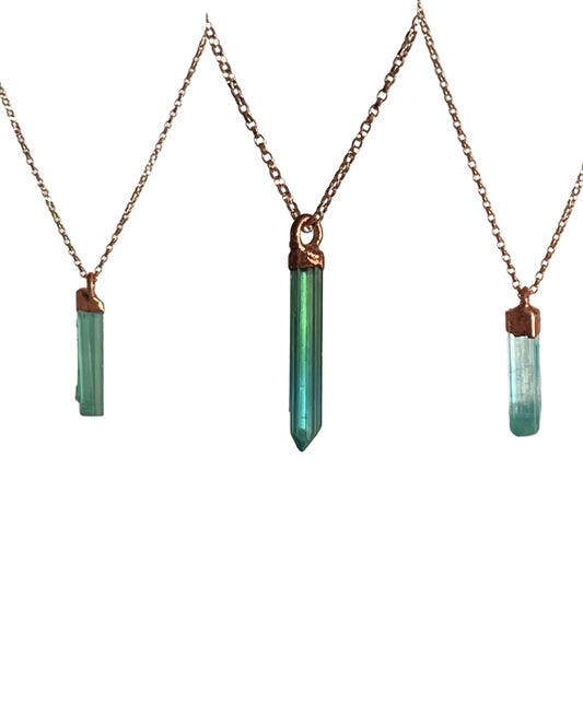 Dainty Tourmaline Crystal Rose Gold Necklace