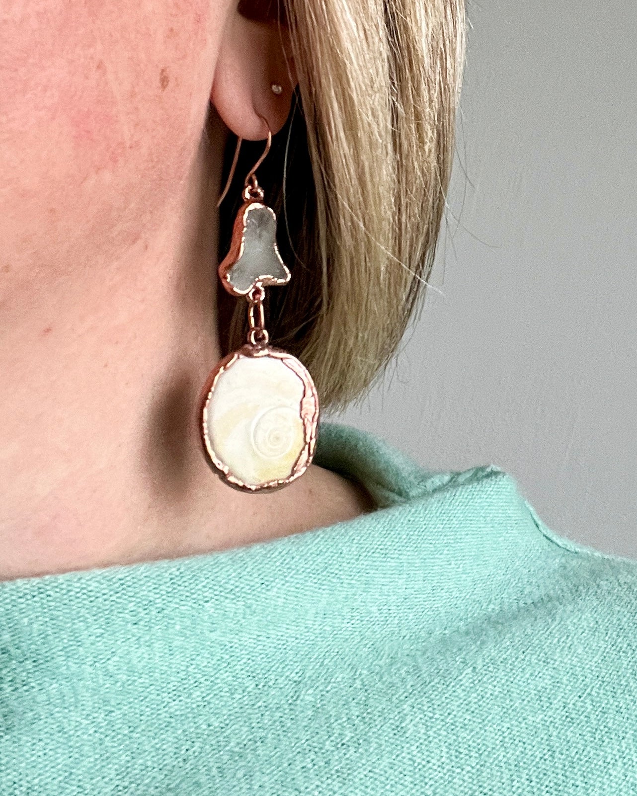 Sea Glass and Seashell Earrings