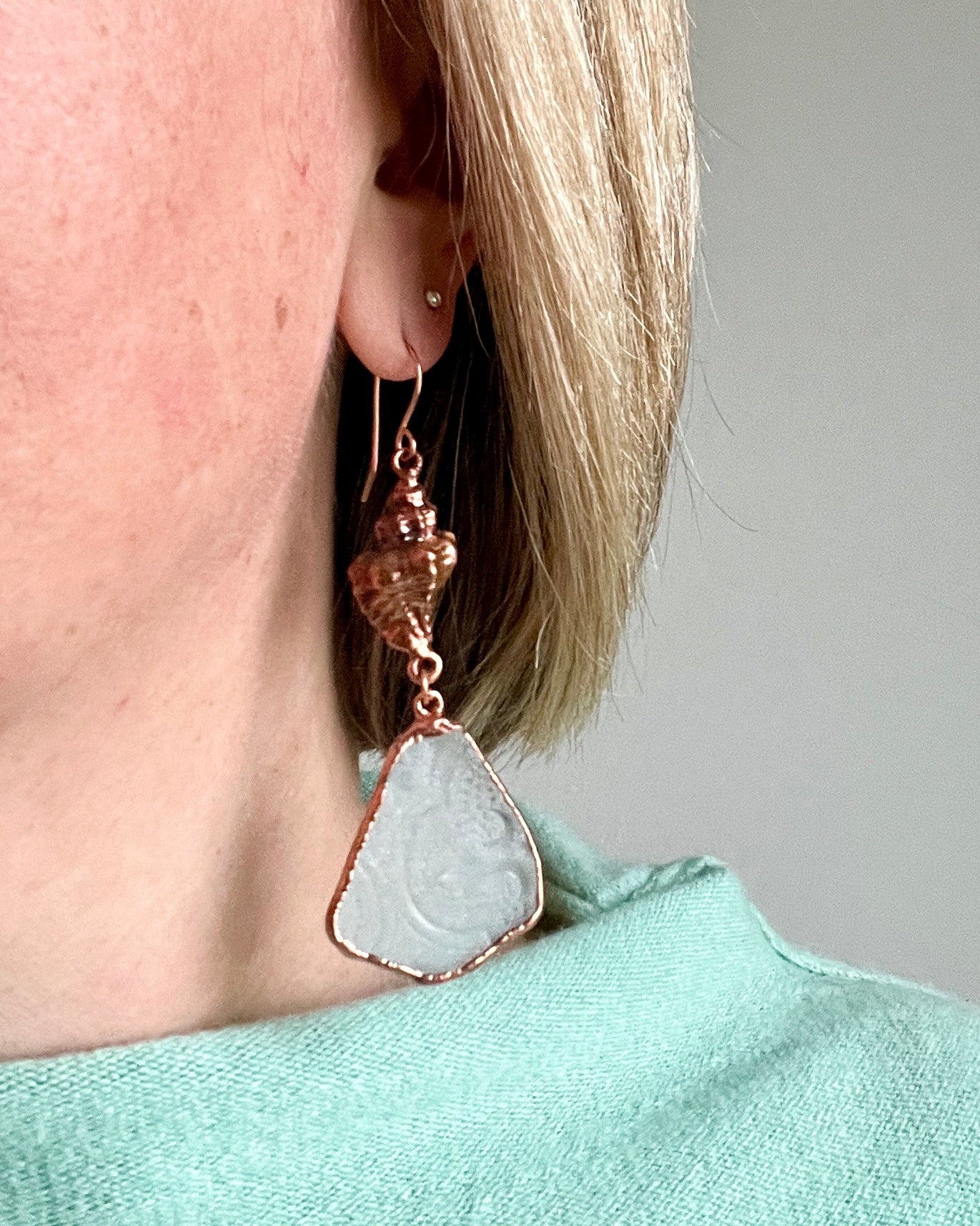 Sea Glass and Shell Mismatched Earrings