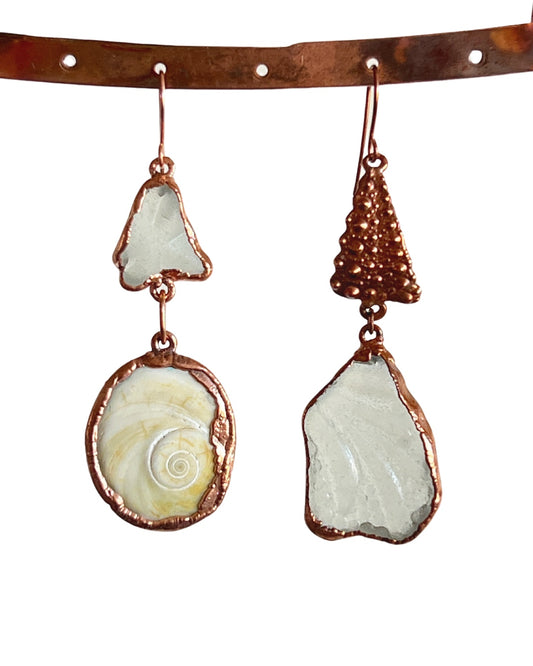 Sea Glass and Seashell Earrings