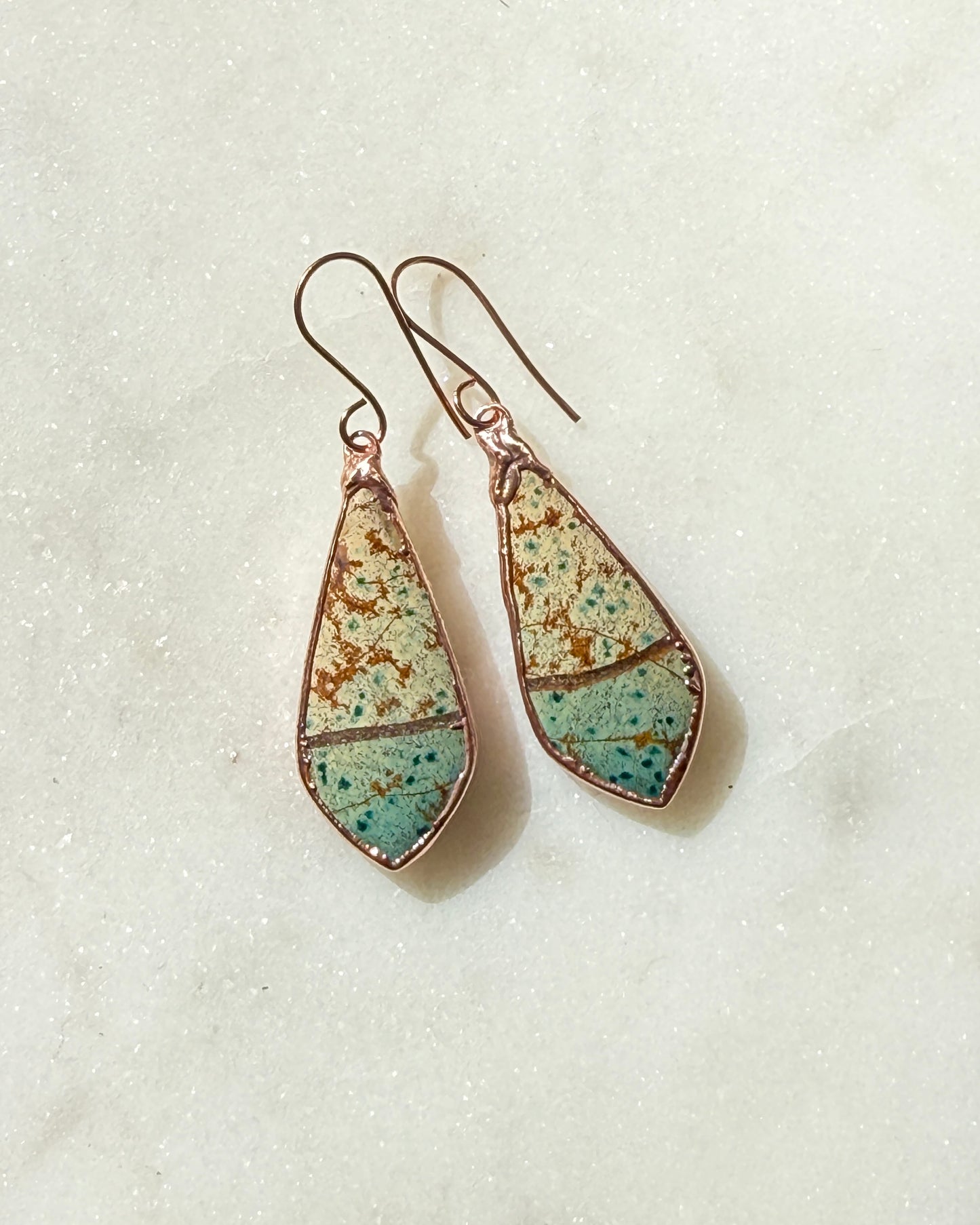 Morning Dew Jasper Earrings with Yellow and Turquoise Hues
