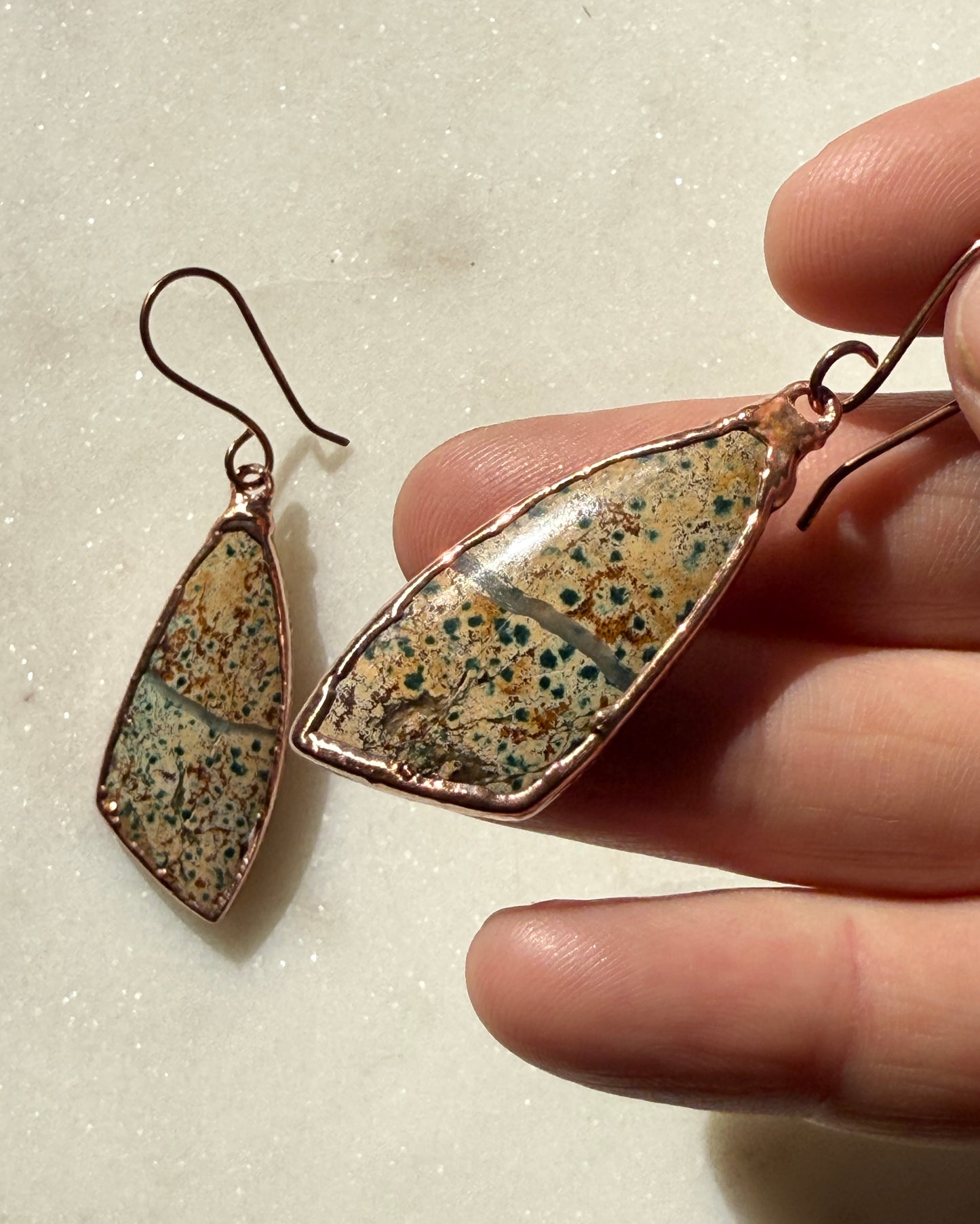 Morning Dew Jasper Earrings with Yellow and Rust Tones