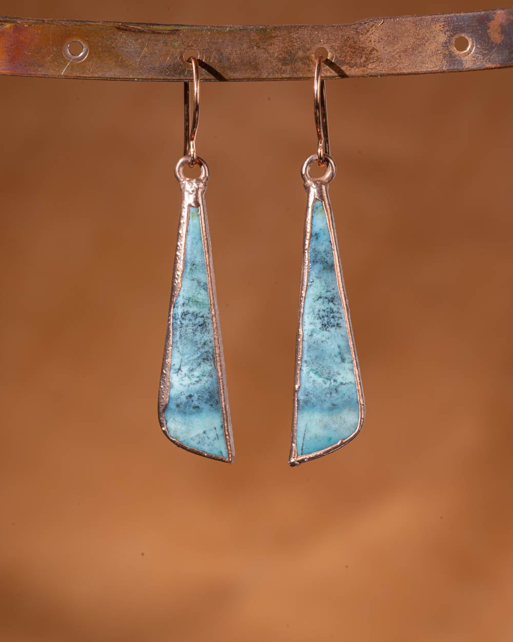 Blue Opal Wood Earrings