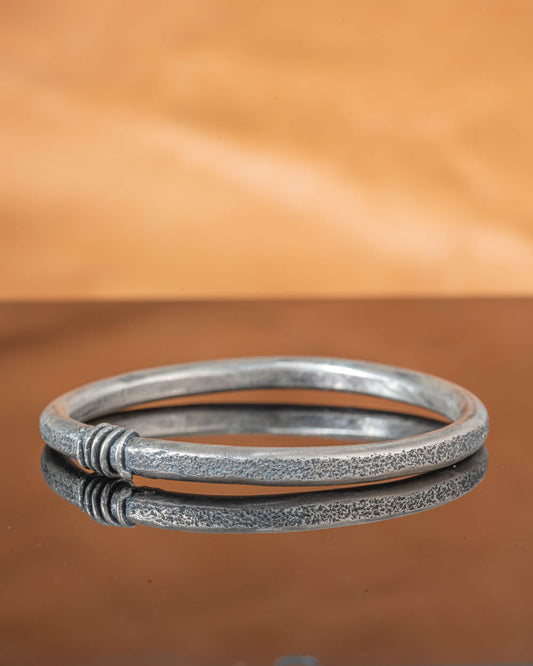 Chunky Blackened Silver Bangle Bracelet