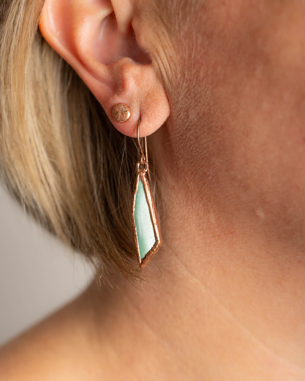 Lovely Ombre Blue Wood Opal Earrings