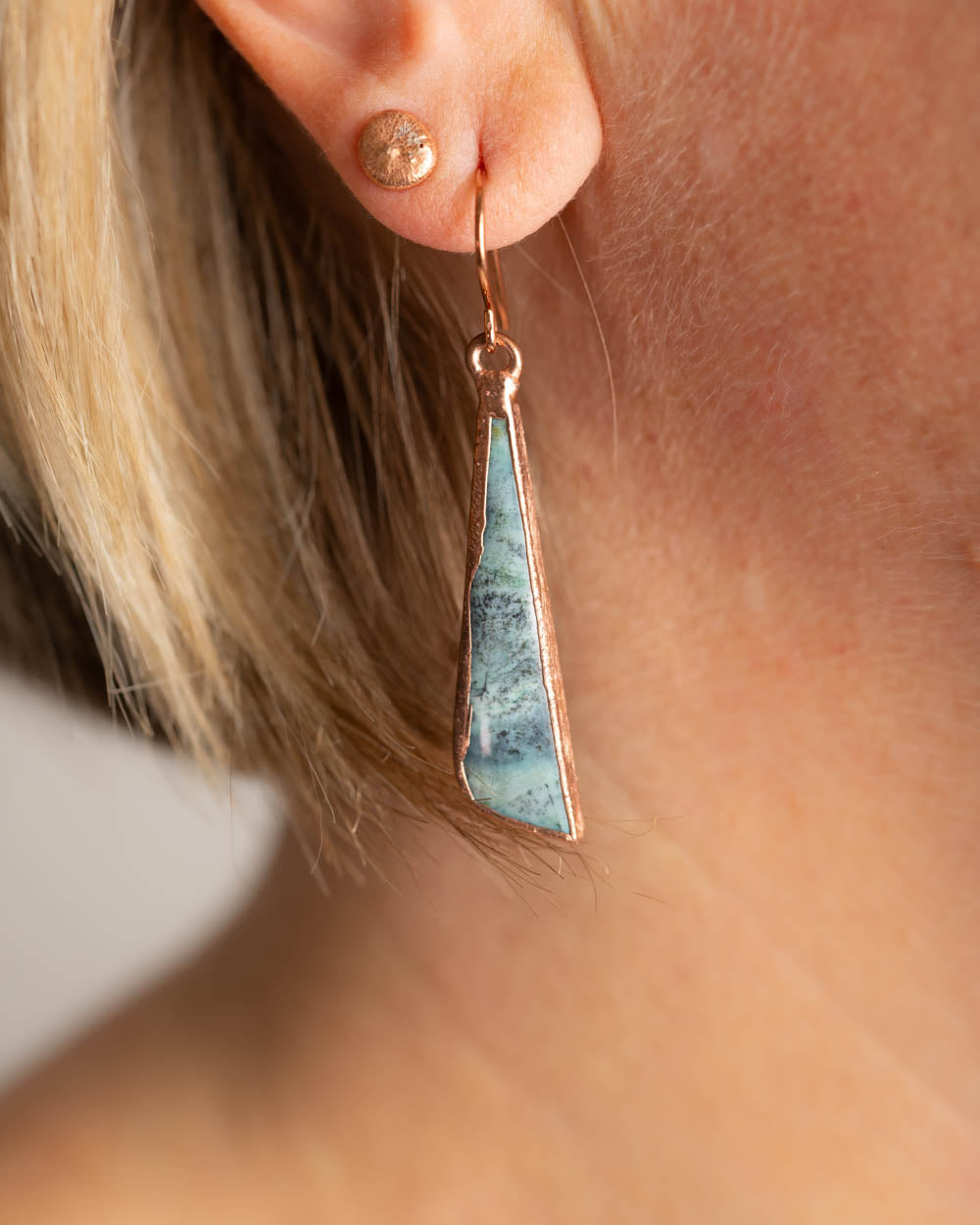 Blue Opal Wood Earrings