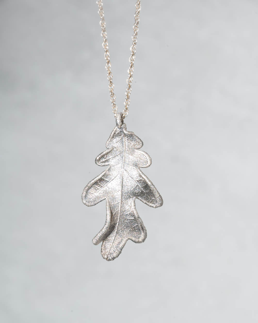 Real Oak Leaf Necklace in Silver