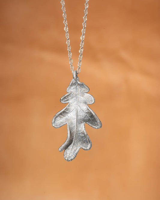 Real Oak Leaf Necklace in Silver