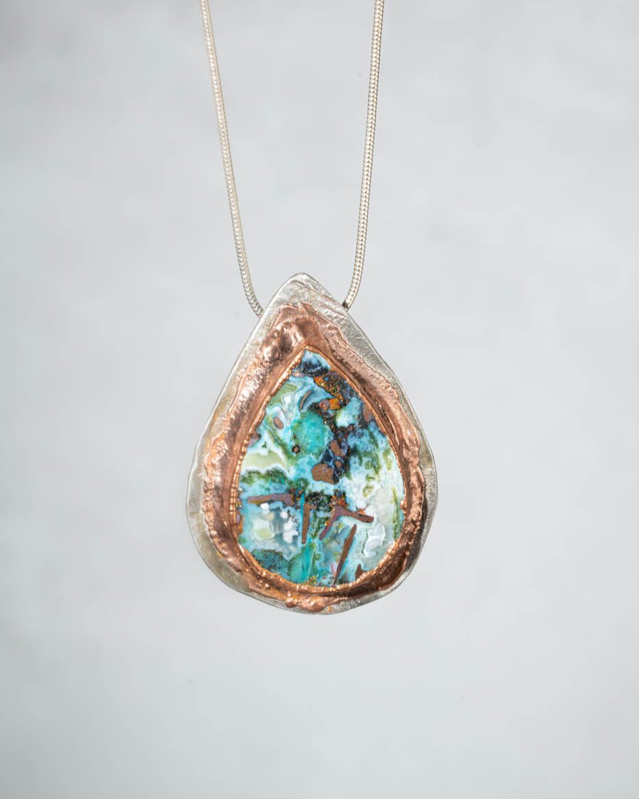 Chrysocolla with Copper Necklace