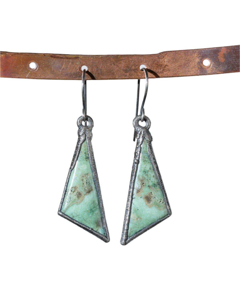 Silver Wood Opal Earrings