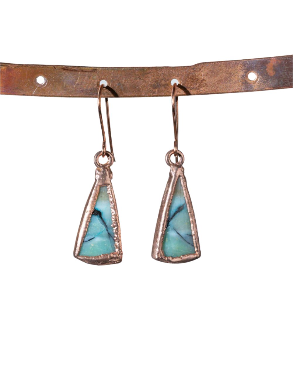 Tiny Wood Opal Earrings