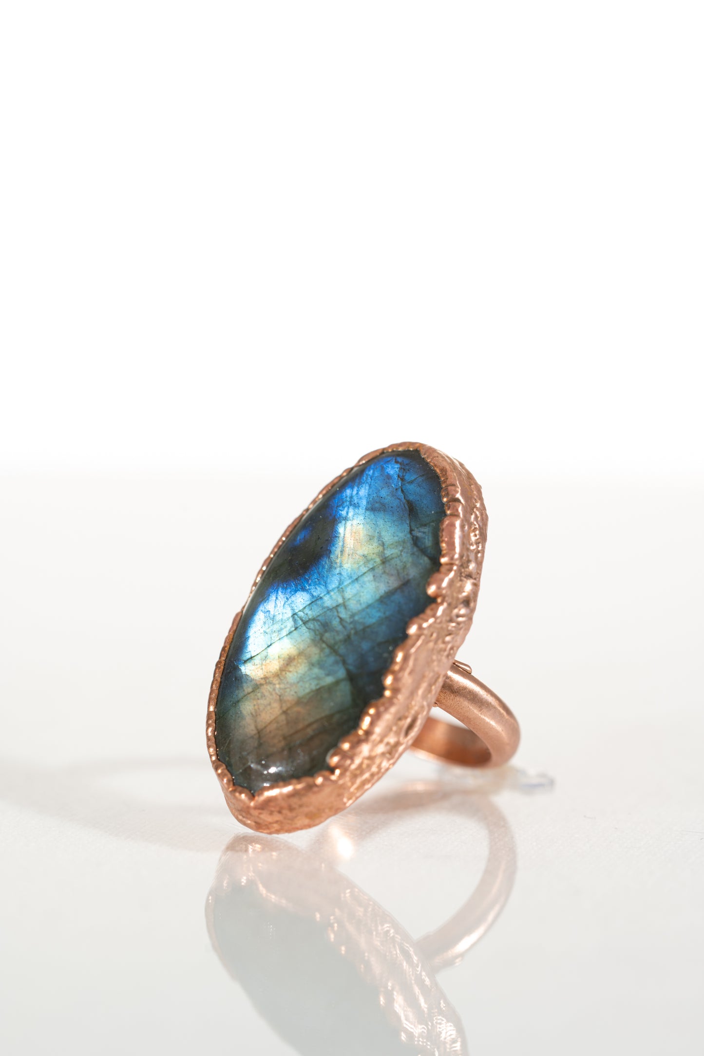 Labradorite Ring in Copper sz 8