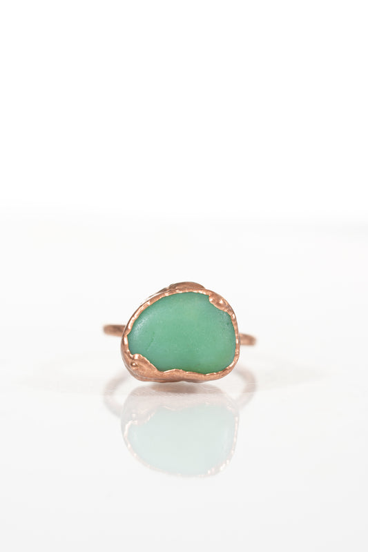 Jadeite Sea Glass Ring sz 10.5