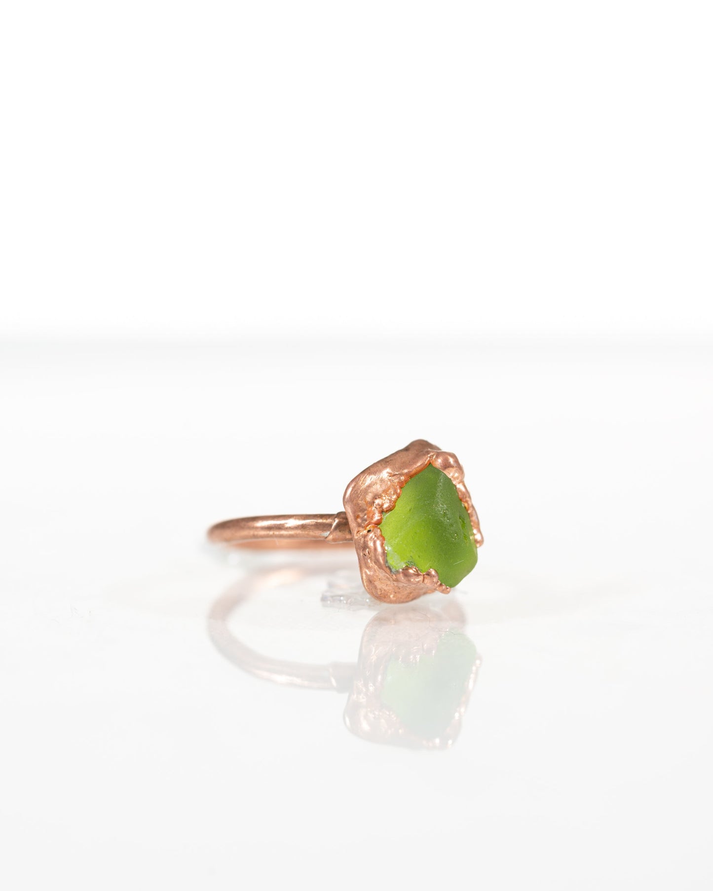 Chartreuse Green Sea Glass Ring sz 7.5