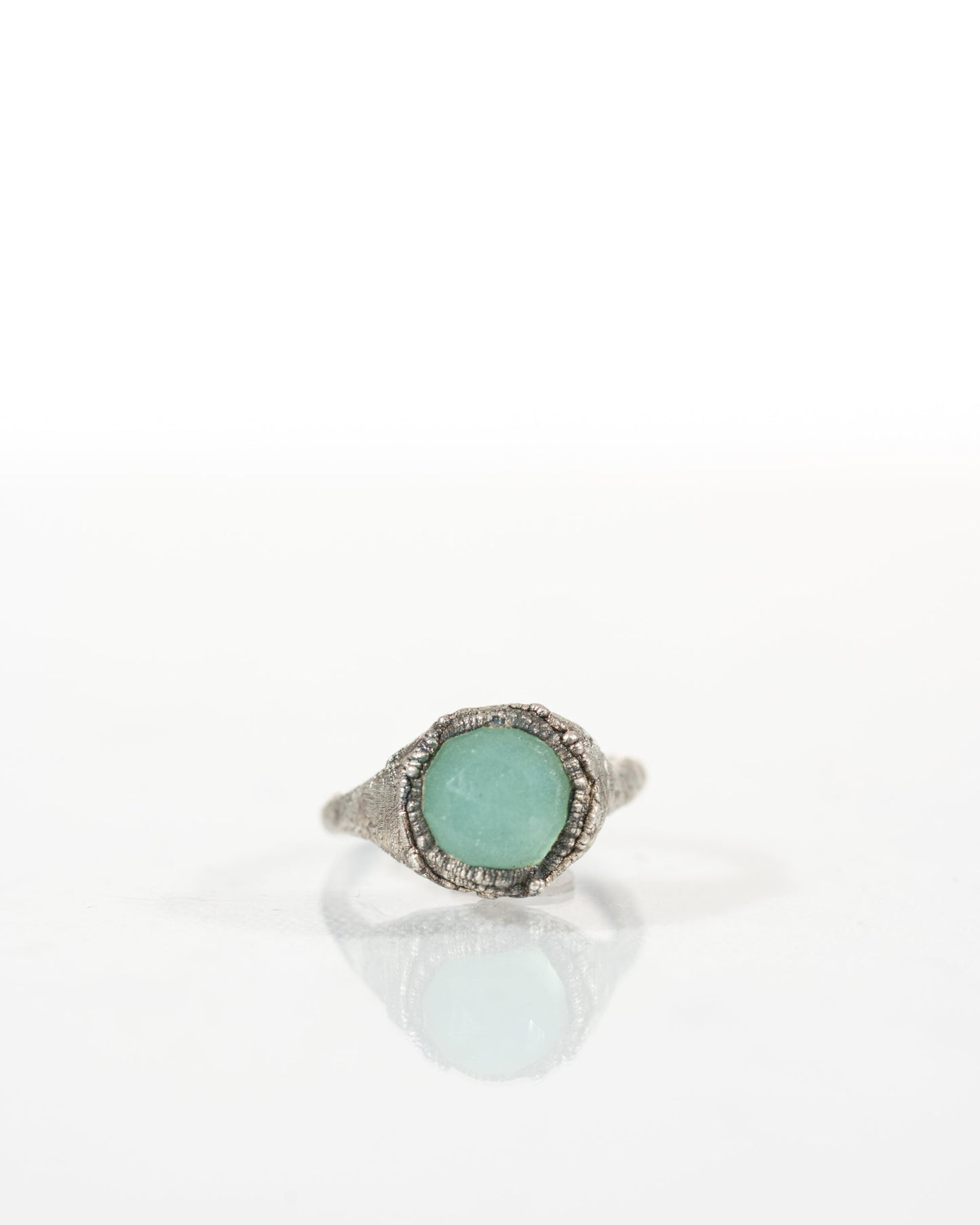 Faceted Chalcedony Ring in Silver sz 4.5