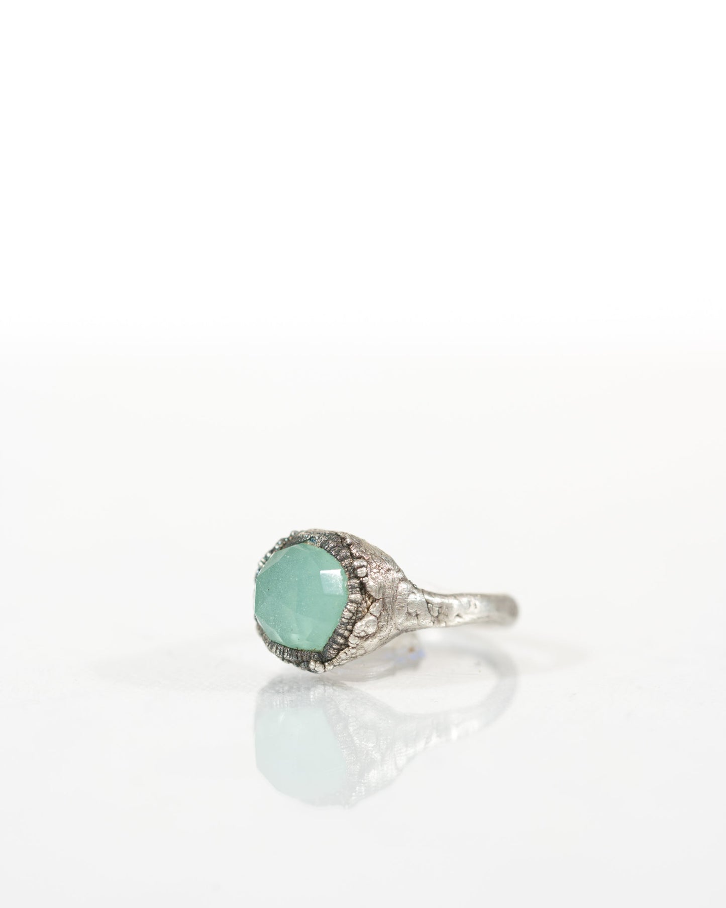 Faceted Chalcedony Ring in Silver sz 4.5
