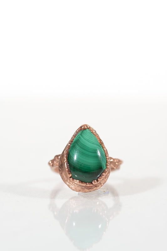 Organic Setting Malachite in Copper sz 7