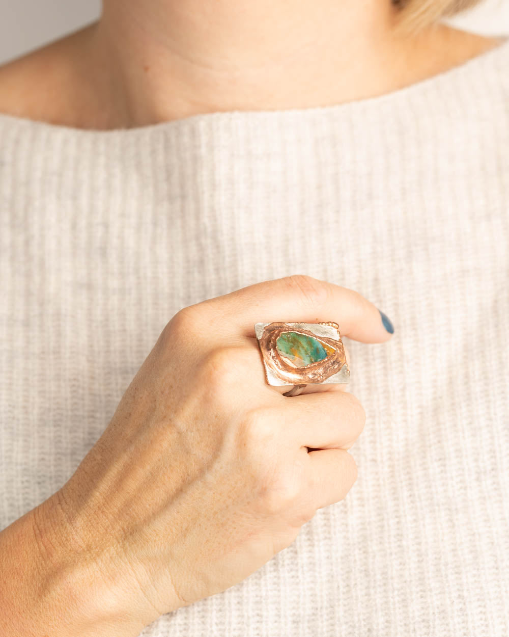 Opal Wood Statement Ring size 7
