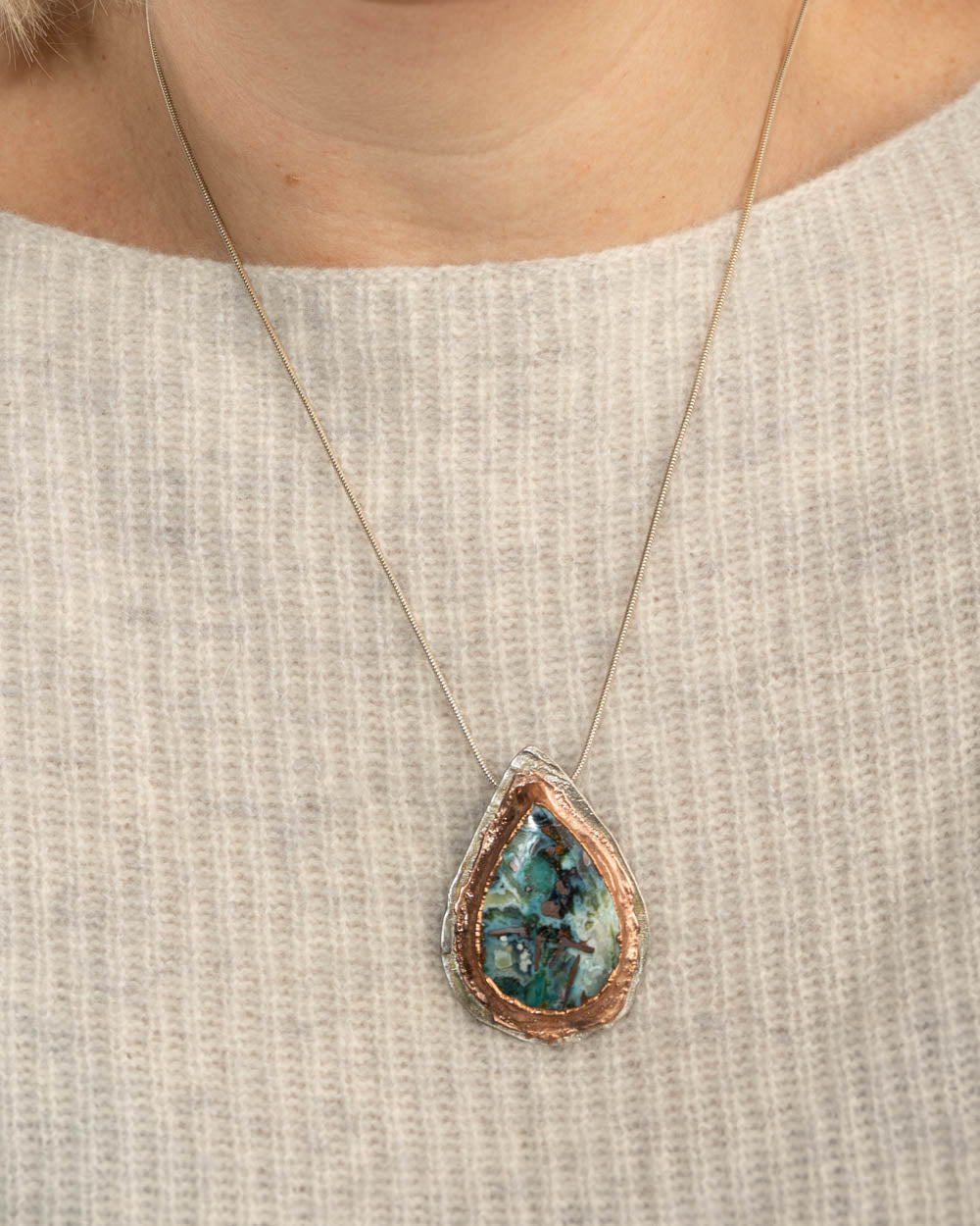 Chrysocolla with Copper Necklace
