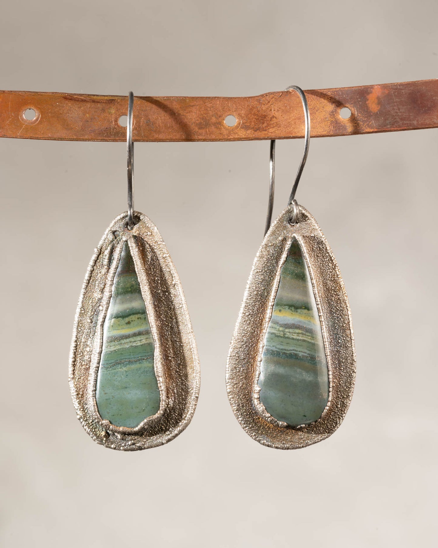 Green Bamboo Jasper Earrings