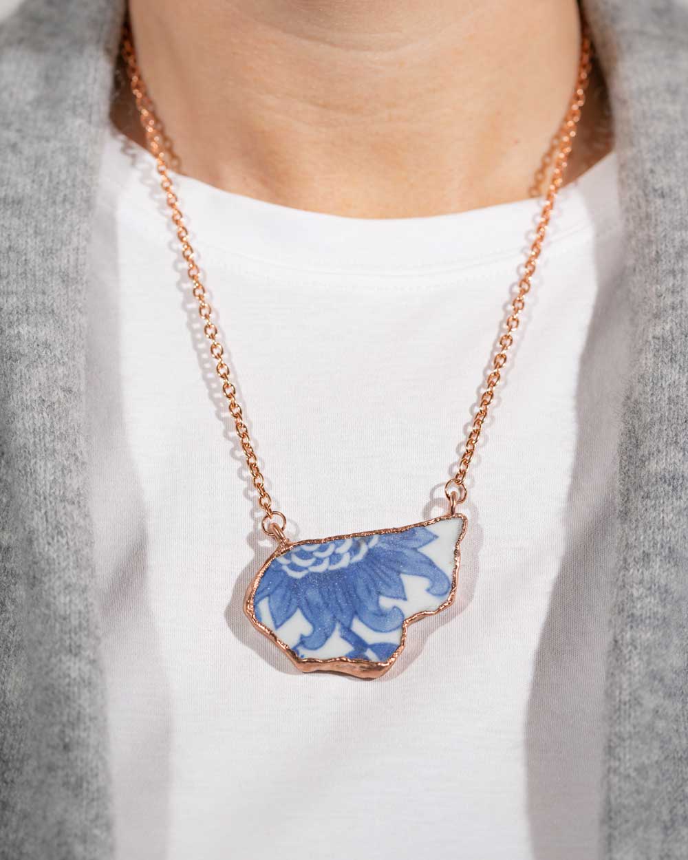 sea pottery copper necklace