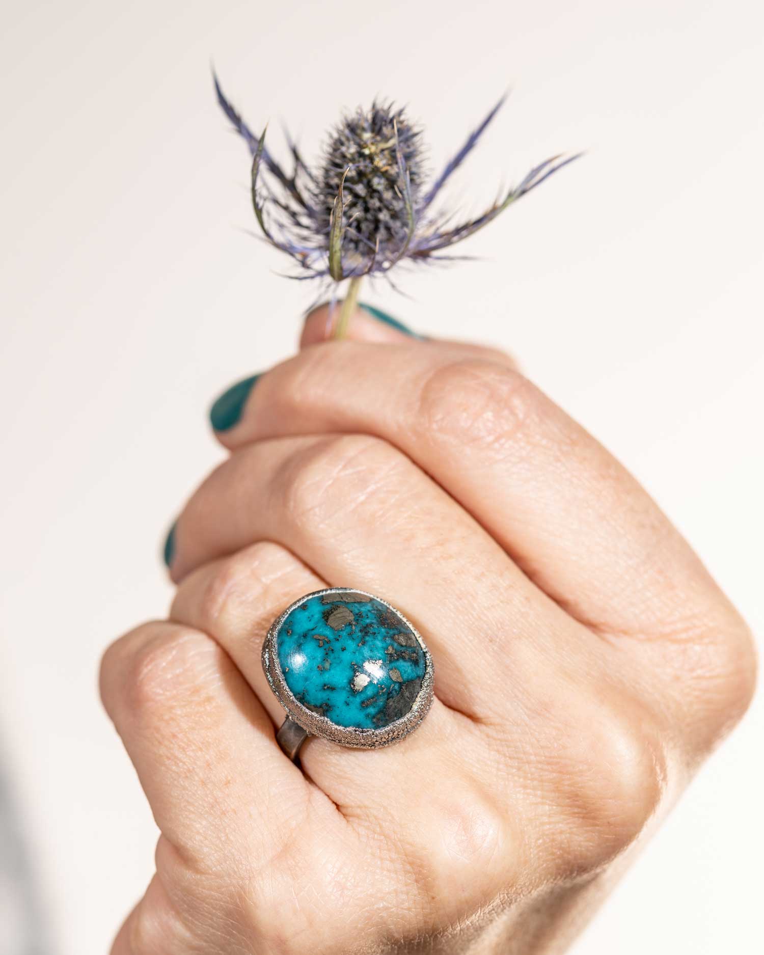Chunky oval turquoise ring