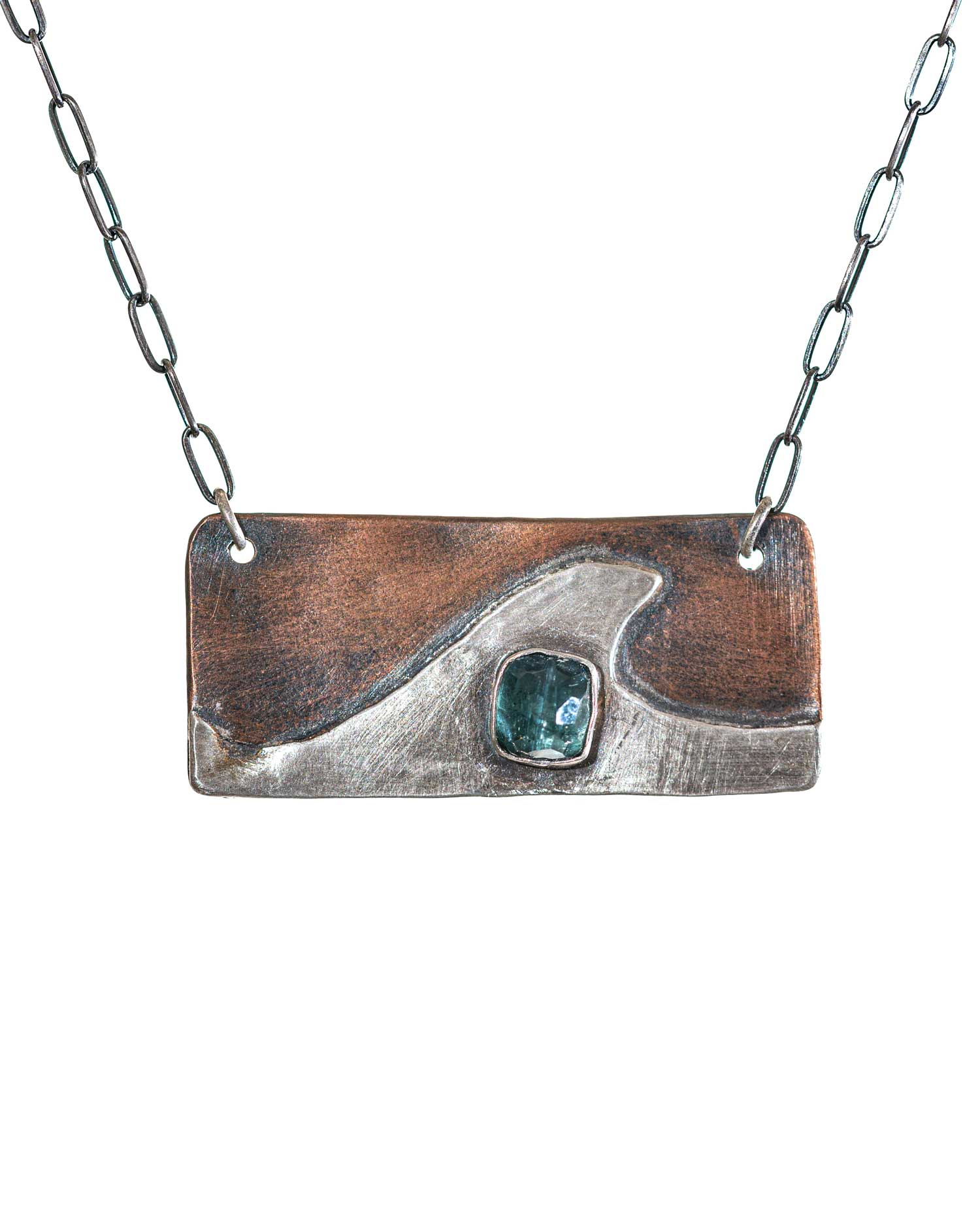 Copper and Silver Wave Necklace
