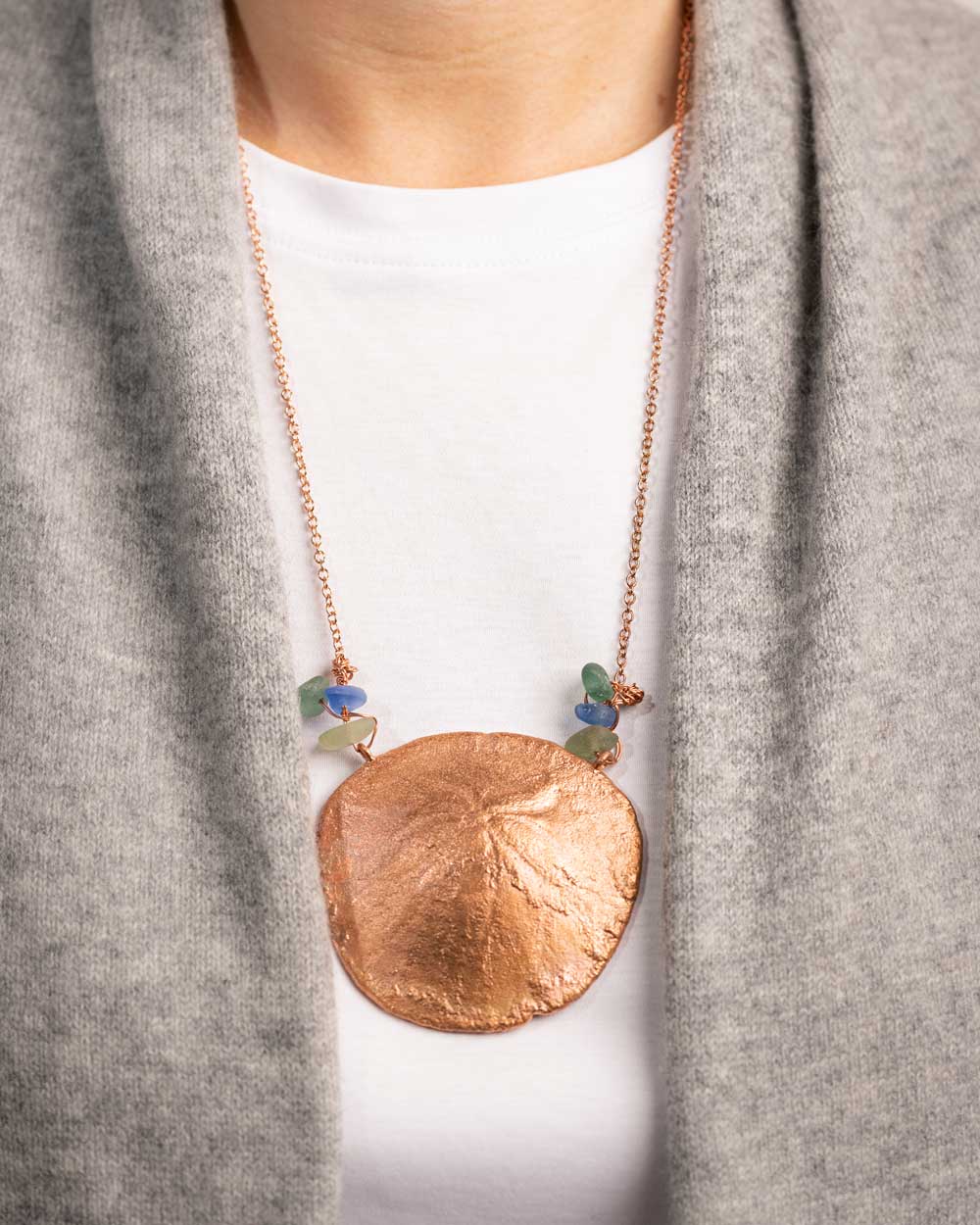 sand dollar necklace with sea glass
