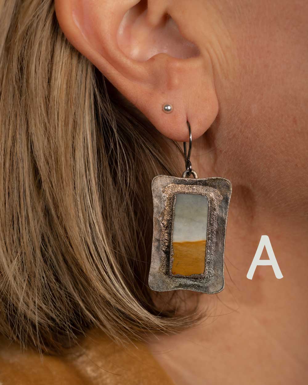 landscape jasper earrings in silver