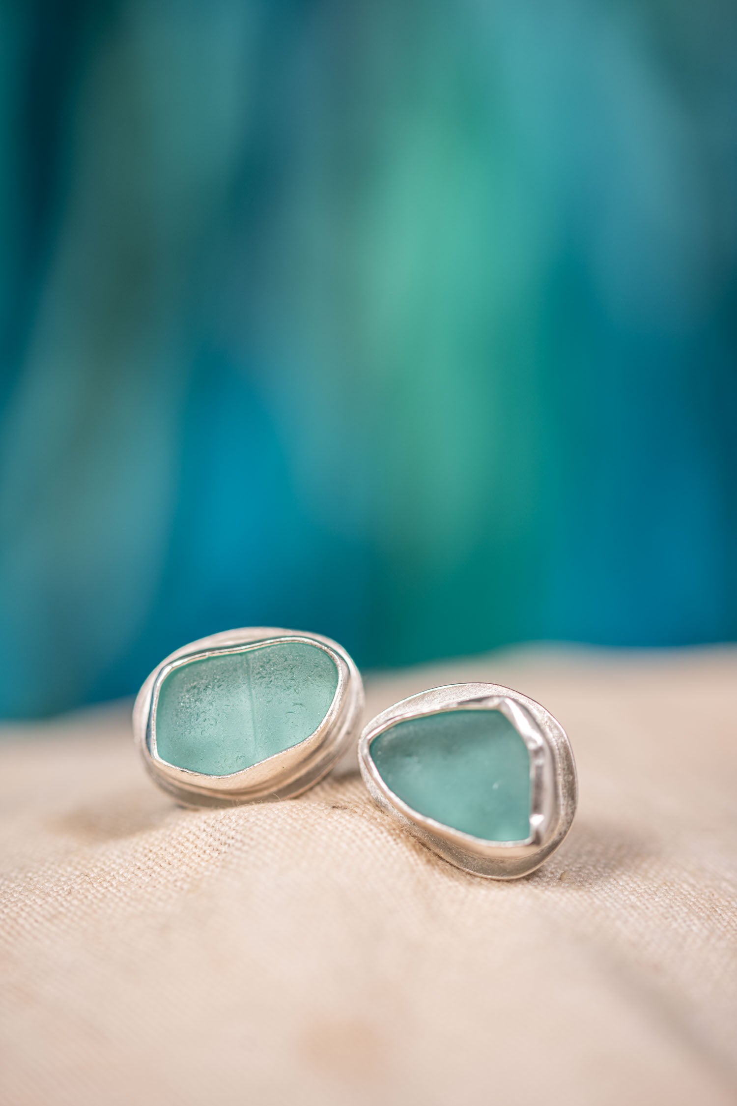 sea glass stud earrings