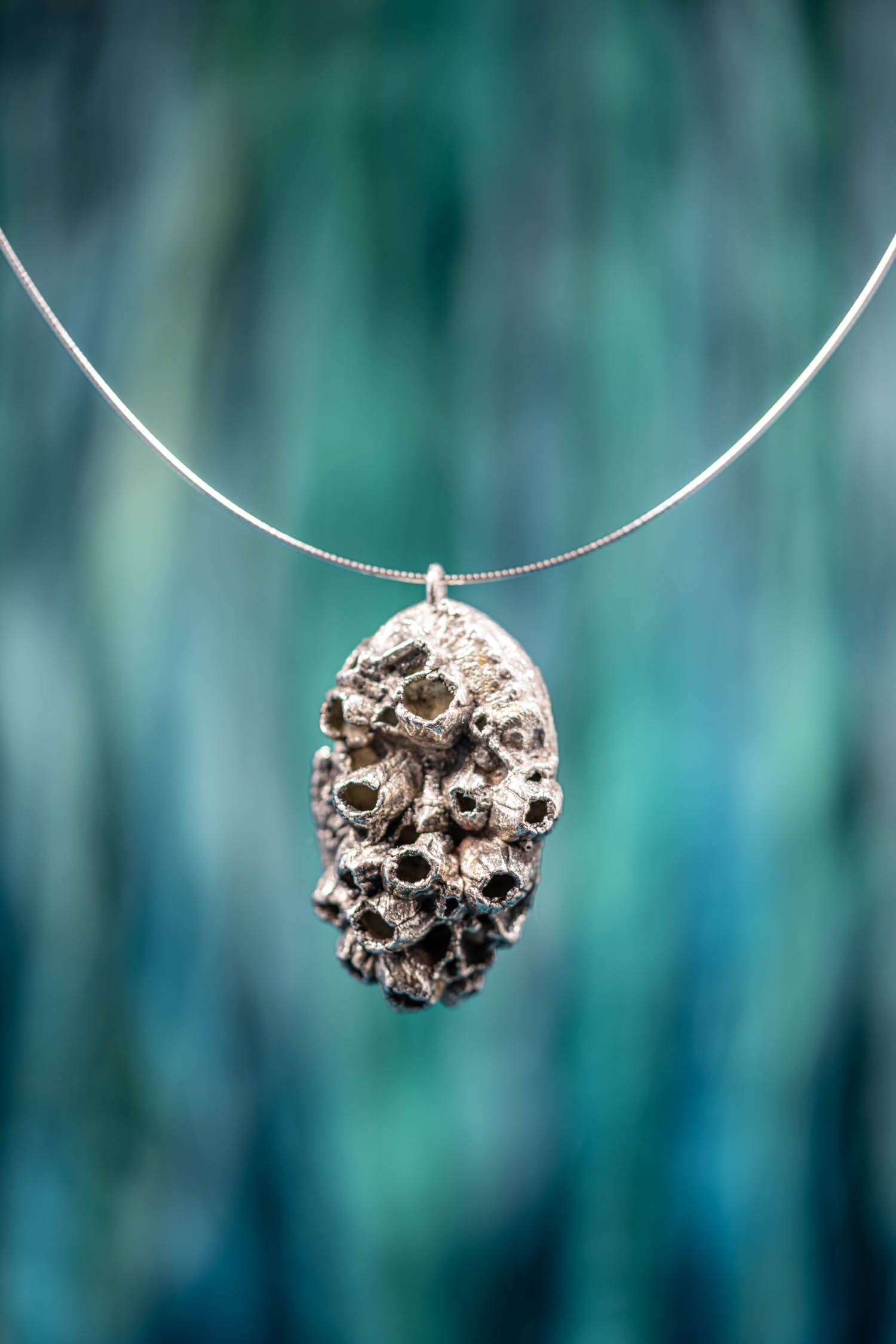 silver barnacle abalone necklace