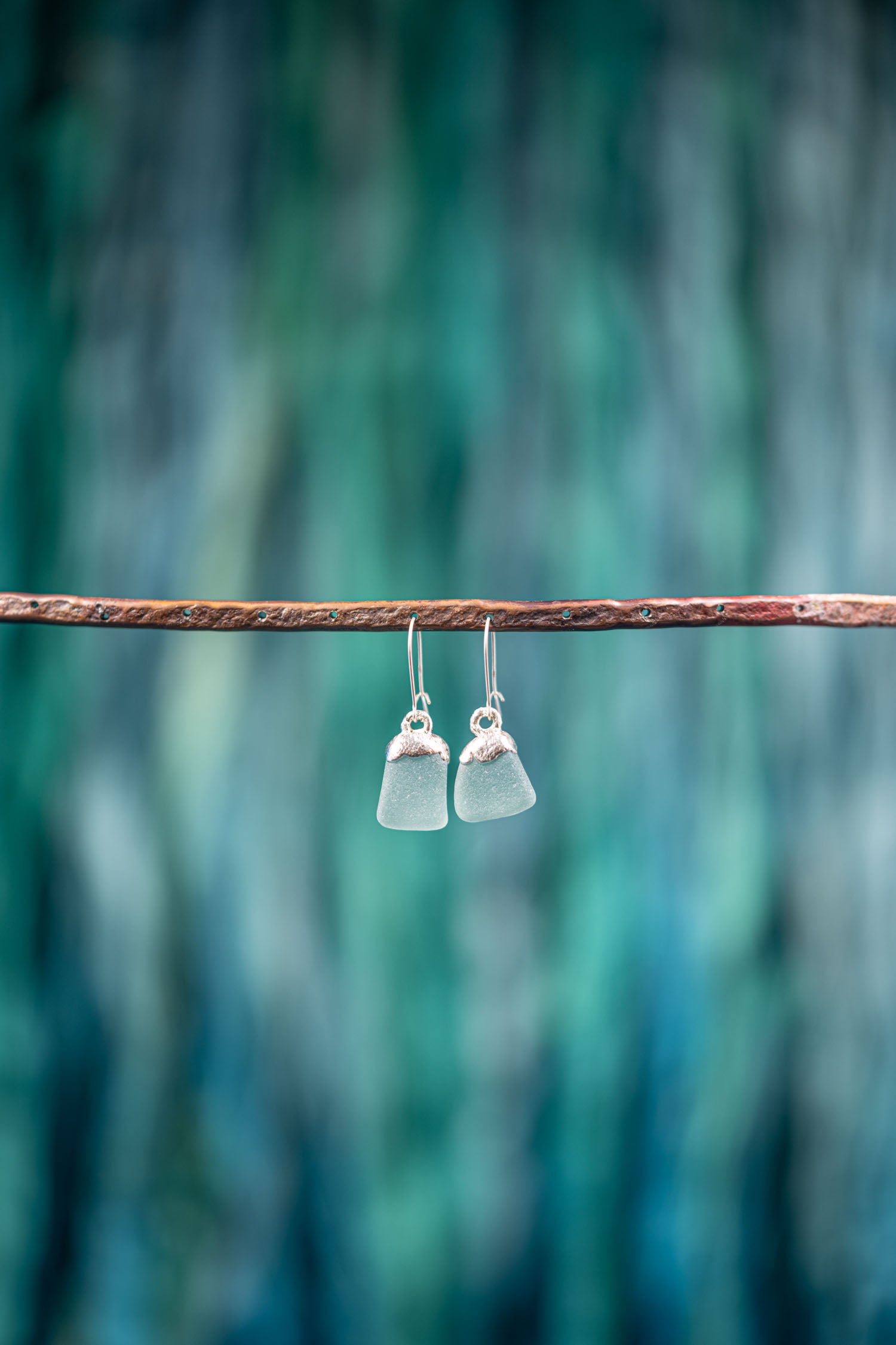 sea glass earrings silver