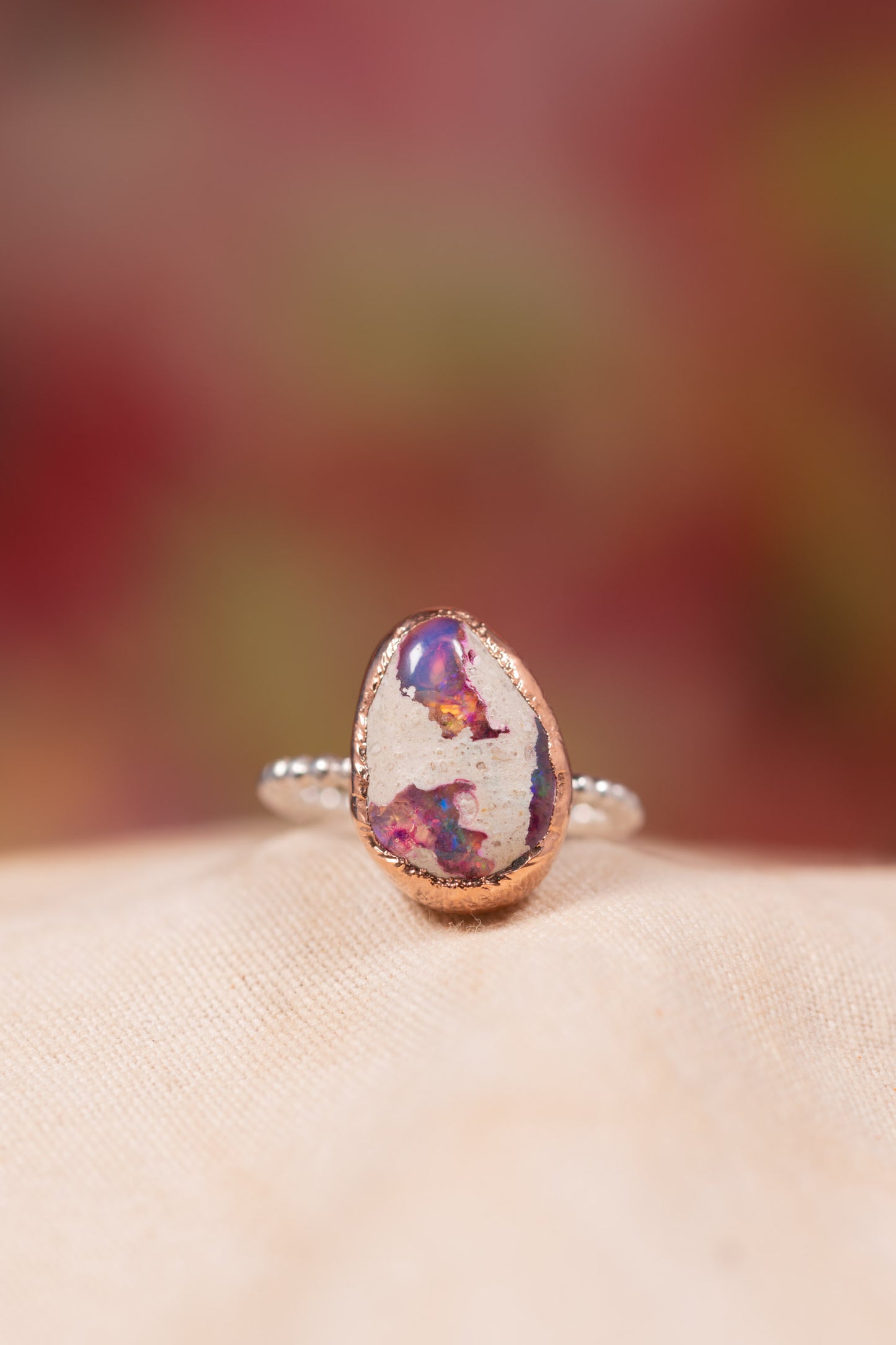 Mixed Metals Pink Galaxy Opal Ring