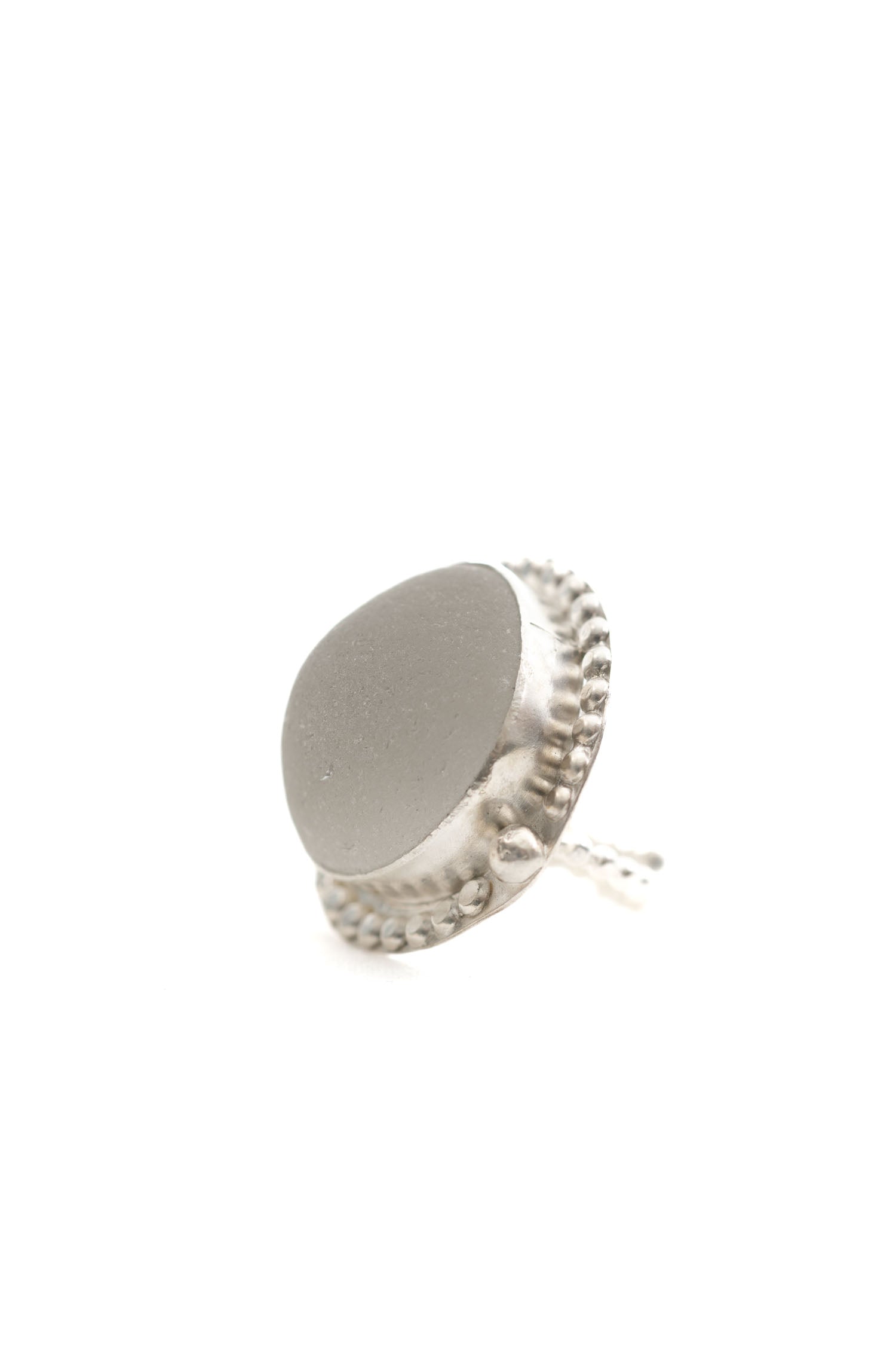 big white sea glass statement ring in silver