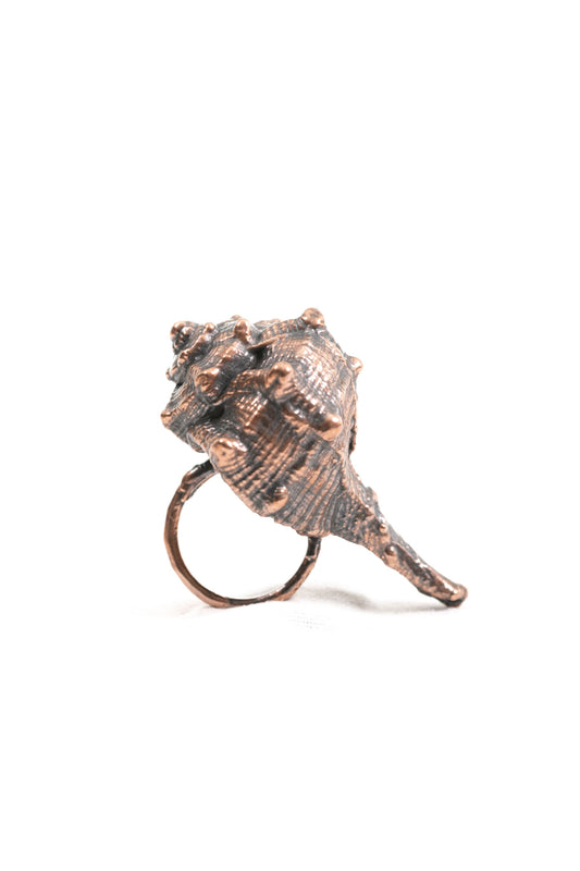 big seashell statement ring in copper
