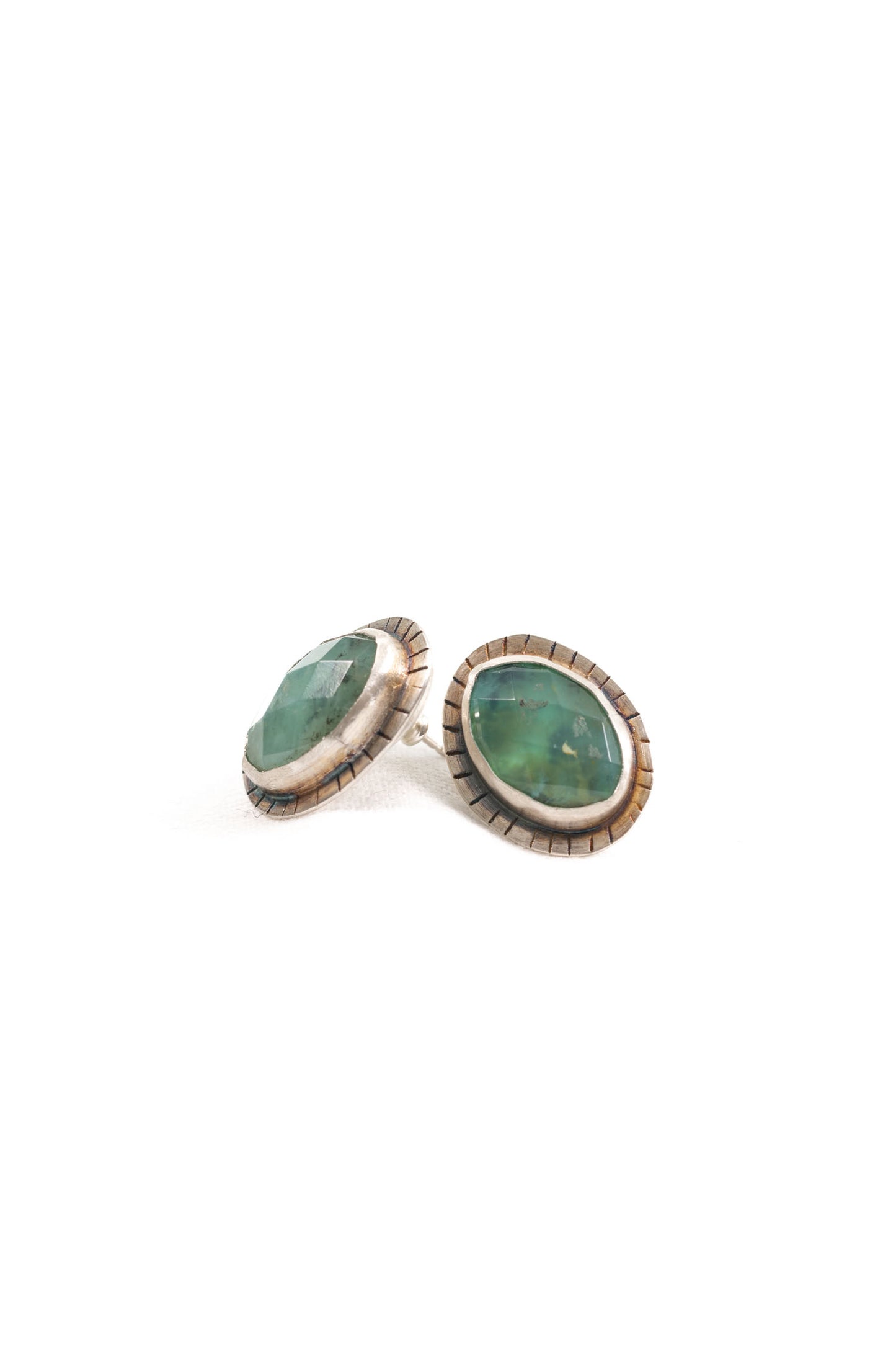 faceted peruvian opal earrings in sterling silver