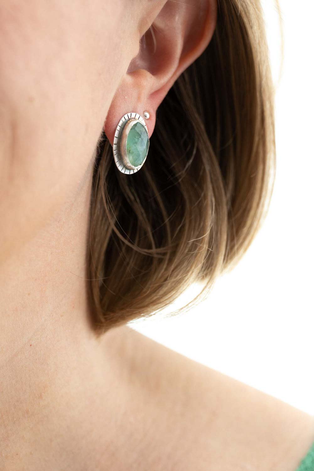 peruvian opal silver stud earrings