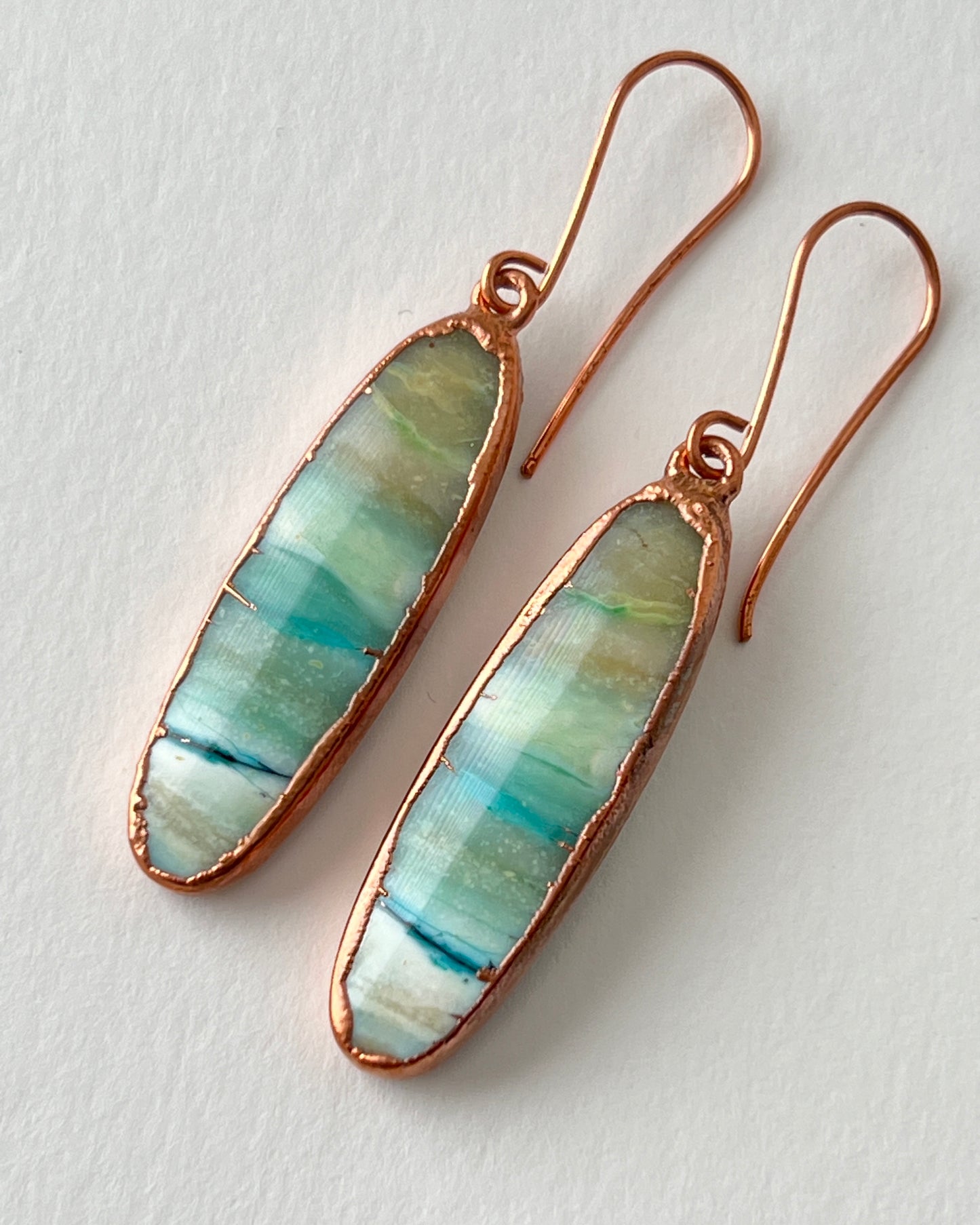 Ocean Colors Opal Wood Earrings in Copper