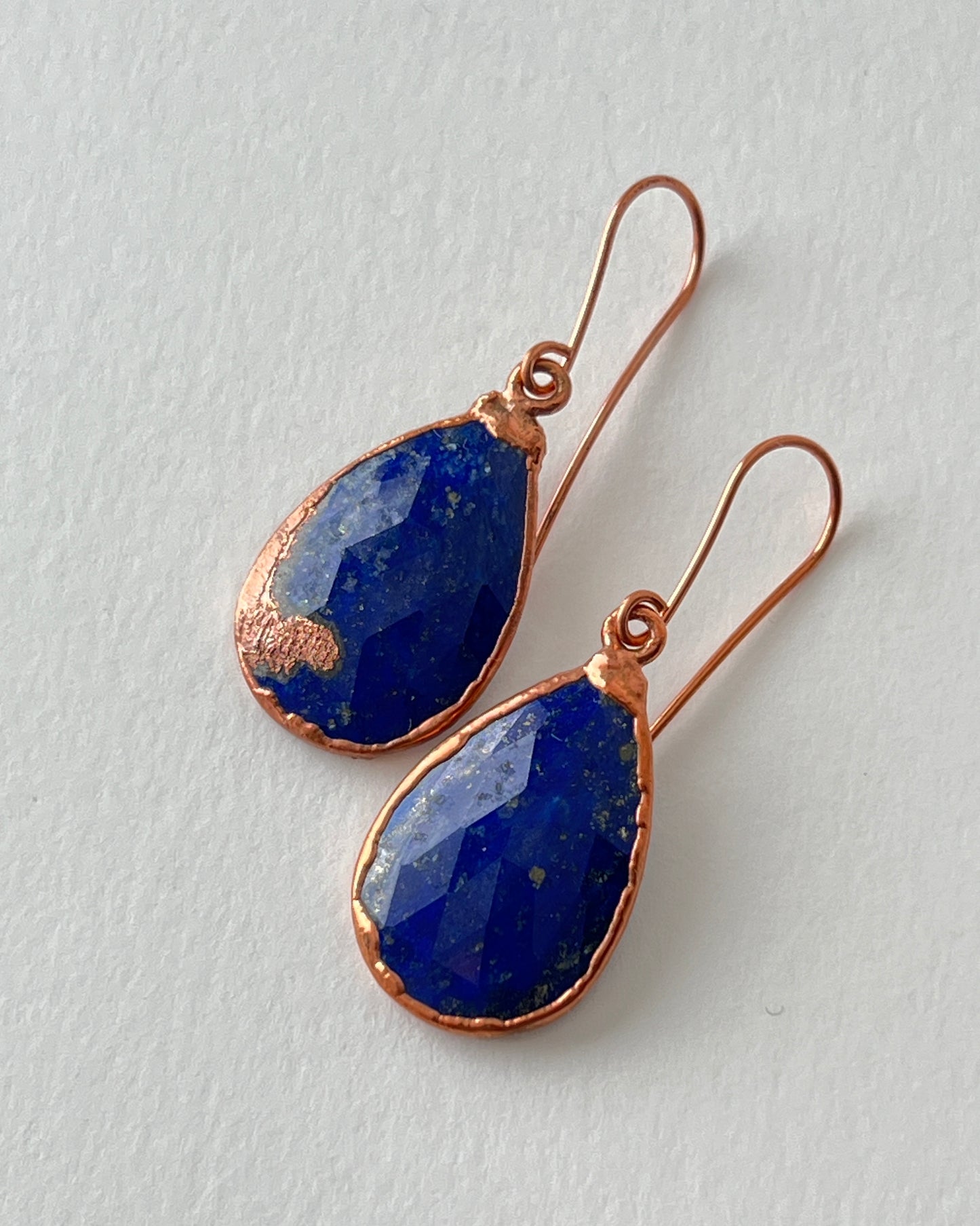 Lapis Lazuli Earrings in Copper