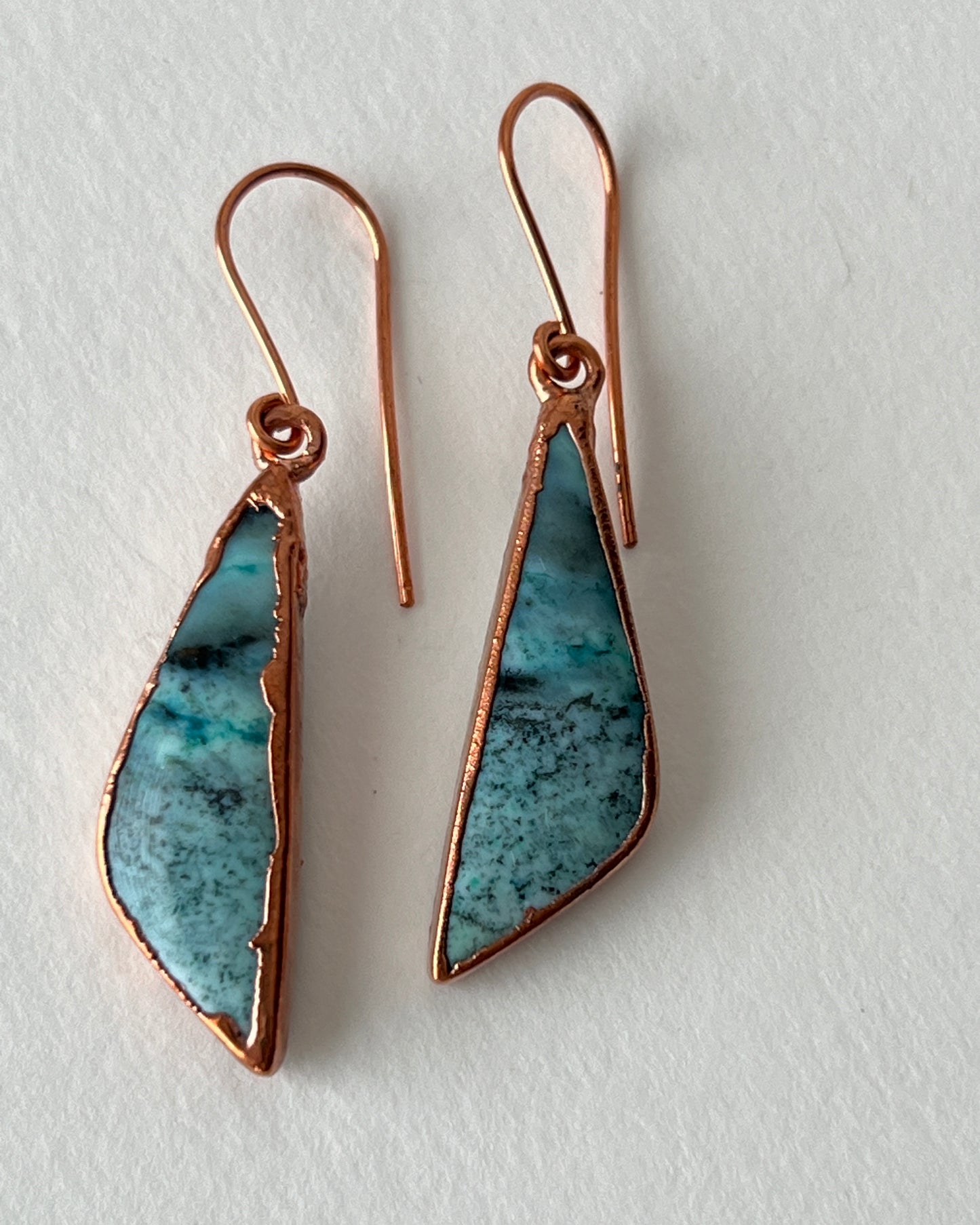 Opal Wood Earrings in Turquoise Blue