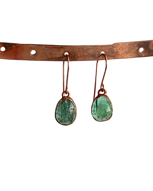 Green Kyanite Earrings in Copper