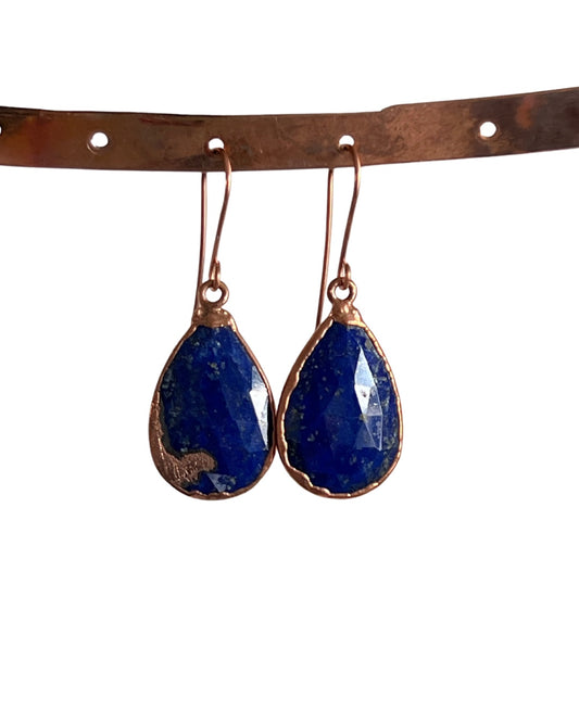 Lapis Lazuli Earrings in Copper